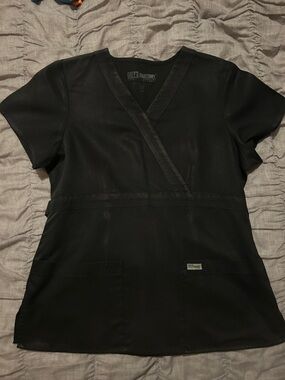 Grey's Anatomy Black V-Neck Scrub Top, medium